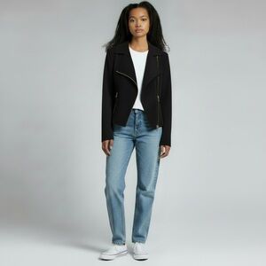 Calvin Klein Black Faux Suede Draped Open-Front Jacket